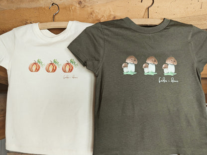 Hand-drawn short sleeve t-shirt mushroom "boletus" - Repeat Pattern