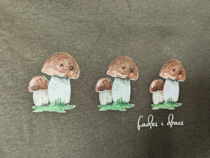 Hand-drawn short sleeve t-shirt mushroom "boletus" - Repeat Pattern